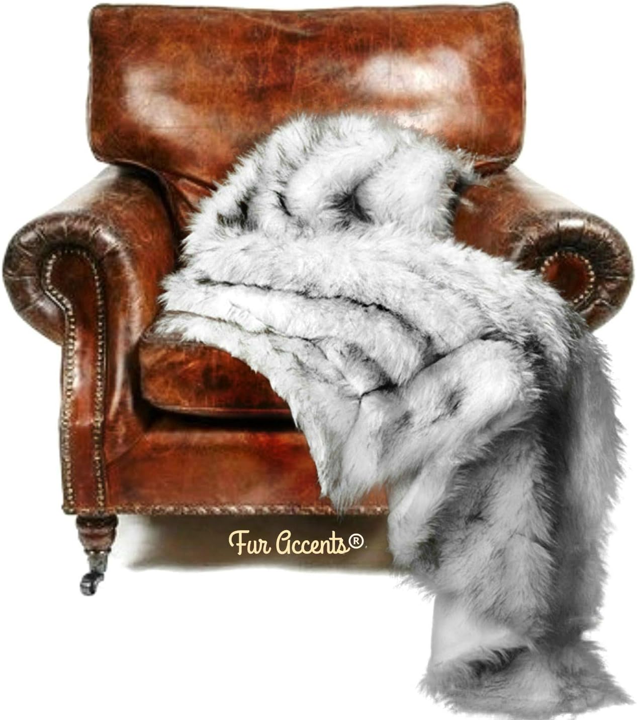 Plush Faux Fur - Throw Blanket - Fashion Fur - King Bedspread - Shaggy - Shag - Fur Accents Black Tip Huskie - Wolf Fur (King) - Image 3