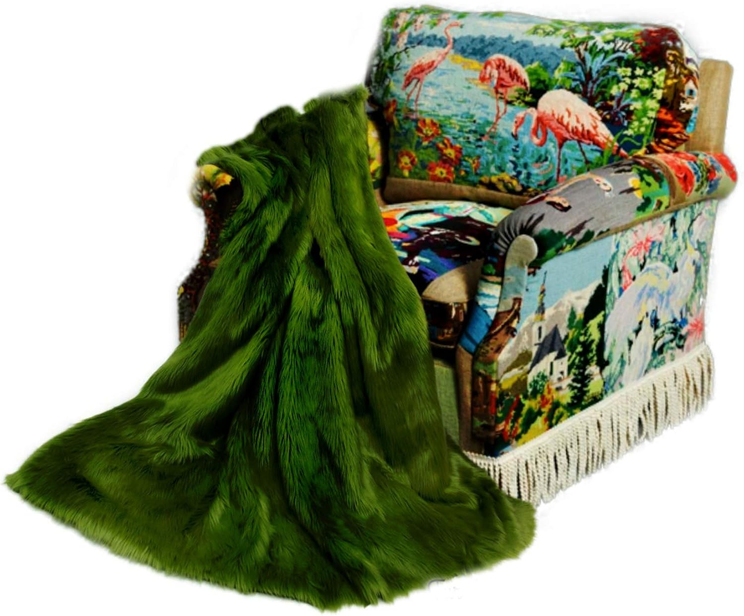 Plush Faux Fur - Throw Blanket - Fashion Fur - King Size Navy Blue Bedspread - Shaggy - Shag - Fur Accents (King, Navy Blue) - Image 53