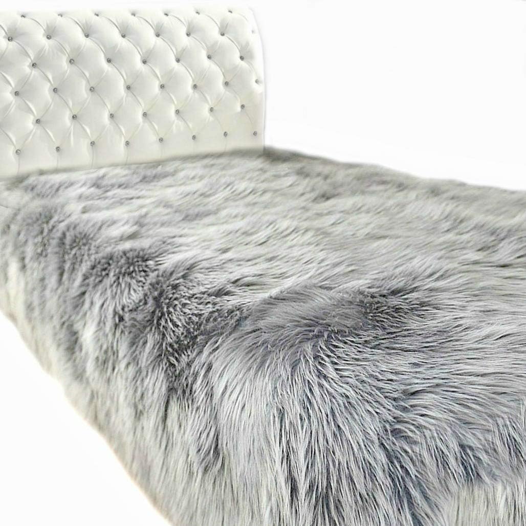 Plush Faux Fur - Throw Blanket - Fashion Fur - King Size Navy Blue Bedspread - Shaggy - Shag - Fur Accents (King, Navy Blue) - Image 54