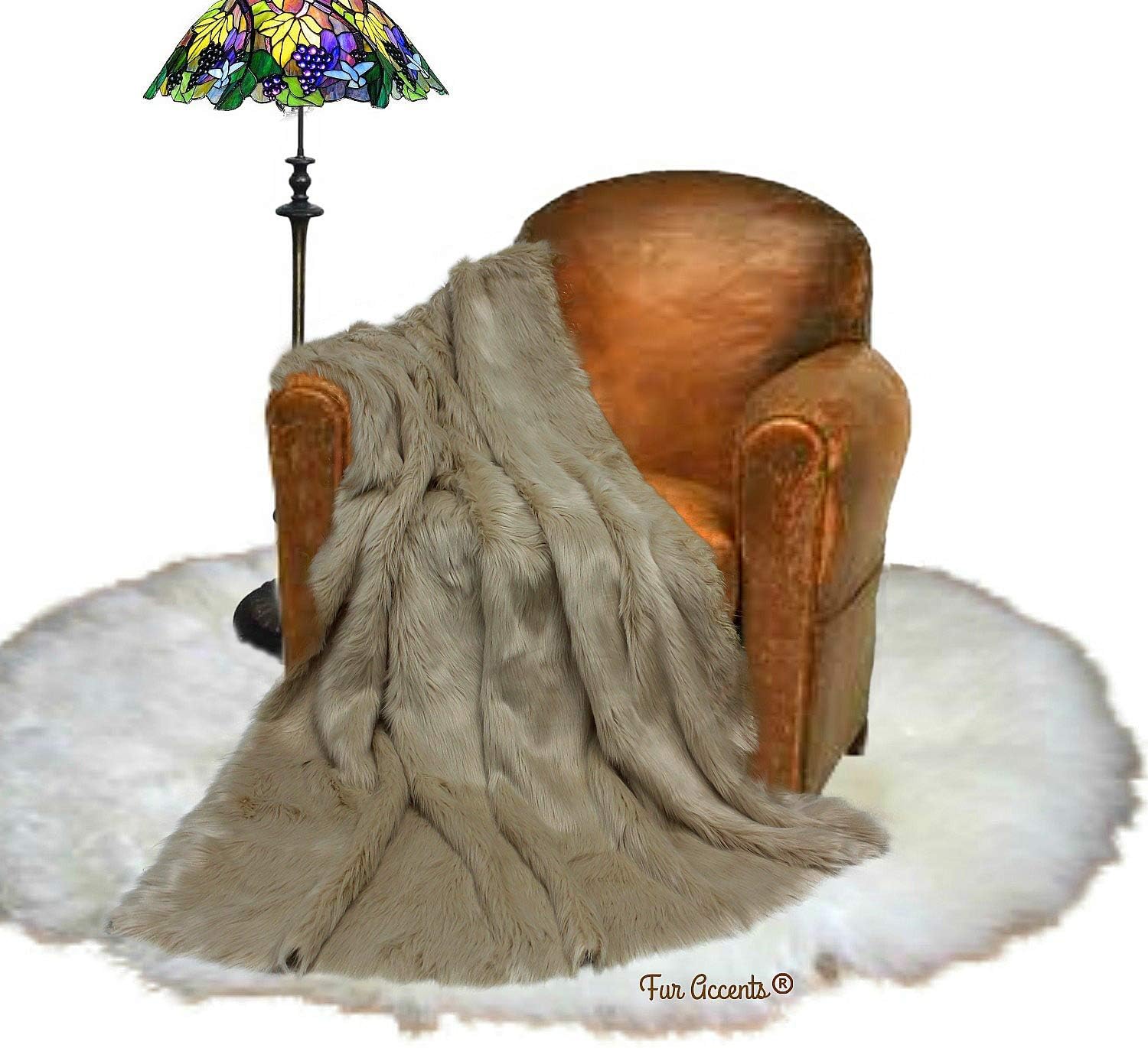 Plush Faux Fur - Throw Blanket - Fashion Fur - King Size Navy Blue Bedspread - Shaggy - Shag - Fur Accents (King, Navy Blue) - Image 34