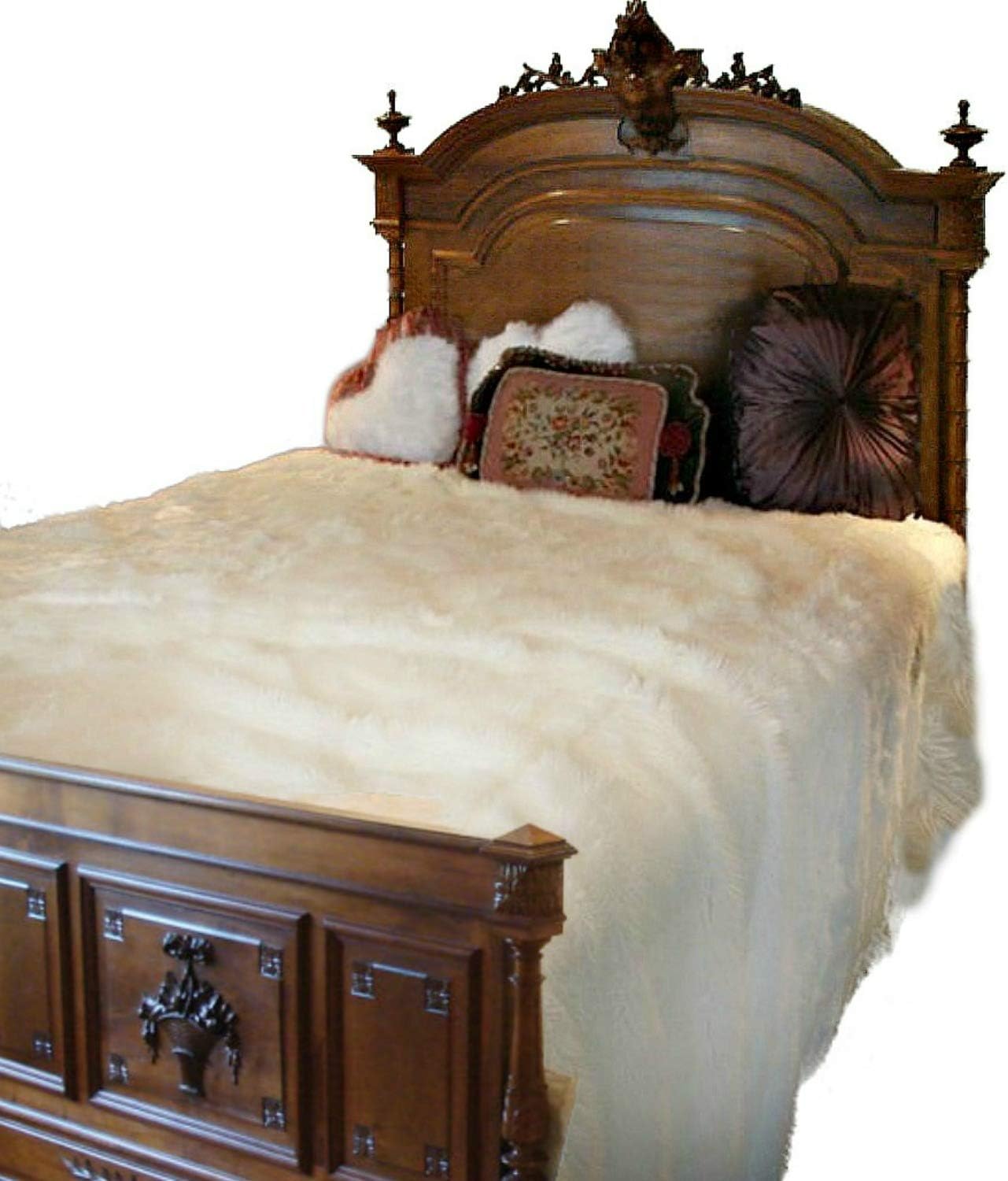 Plush Faux Fur - Throw Blanket - Fashion Fur - King Size Navy Blue Bedspread - Shaggy - Shag - Fur Accents (King, Navy Blue) - Image 63