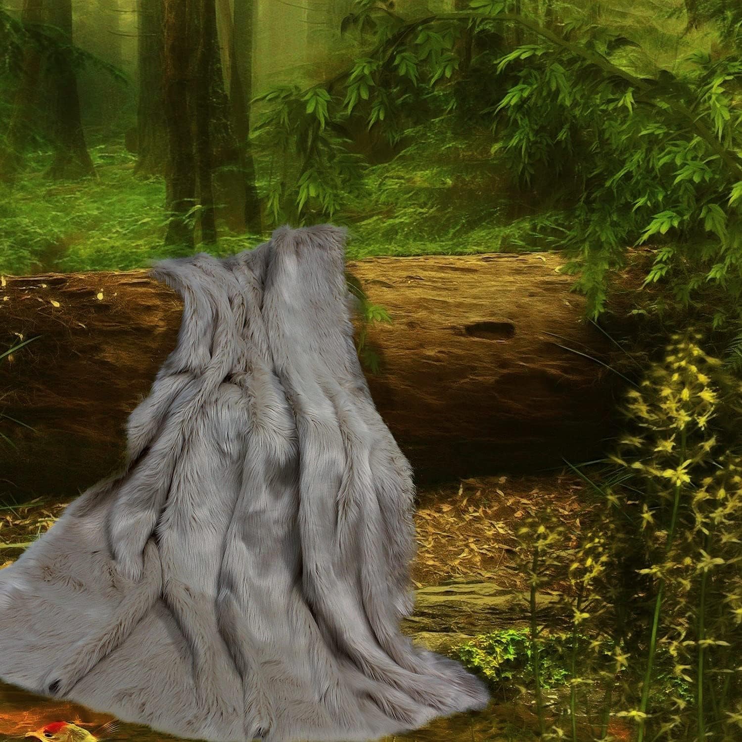 Plush Faux Fur - Throw Blanket - Fashion Fur - King Size Navy Blue Bedspread - Shaggy - Shag - Fur Accents (King, Navy Blue) - Image 8