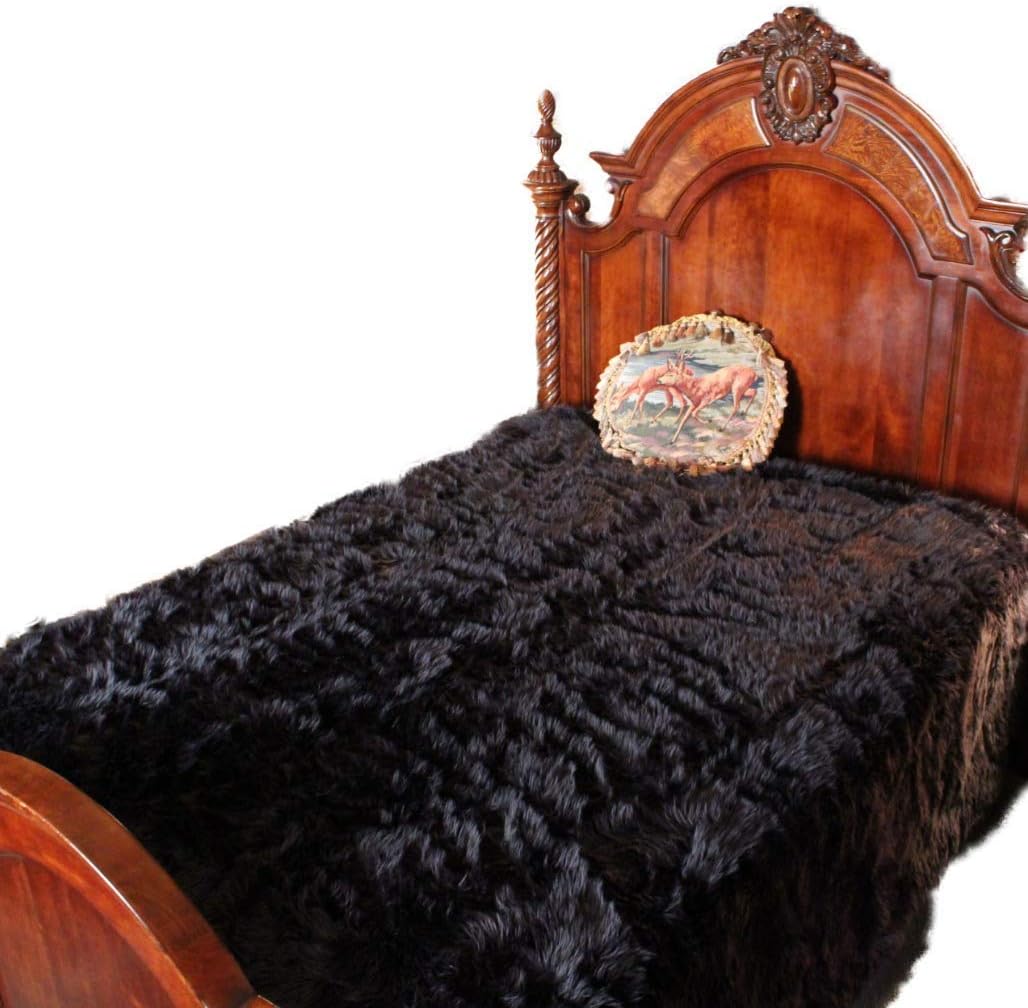 Plush Faux Fur - Throw Blanket - Fashion Fur - King Size Navy Blue Bedspread - Shaggy - Shag - Fur Accents (King, Navy Blue) - Image 59