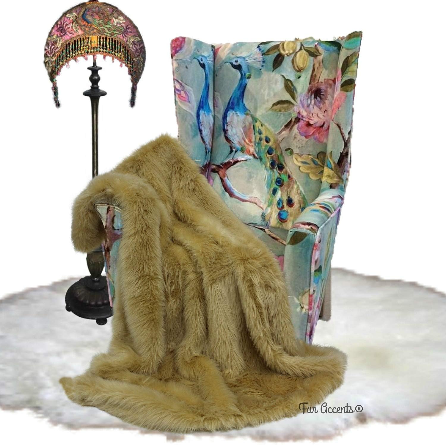 Plush Faux Fur - Throw Blanket - Fashion Fur - King Size Navy Blue Bedspread - Shaggy - Shag - Fur Accents (King, Navy Blue) - Image 12