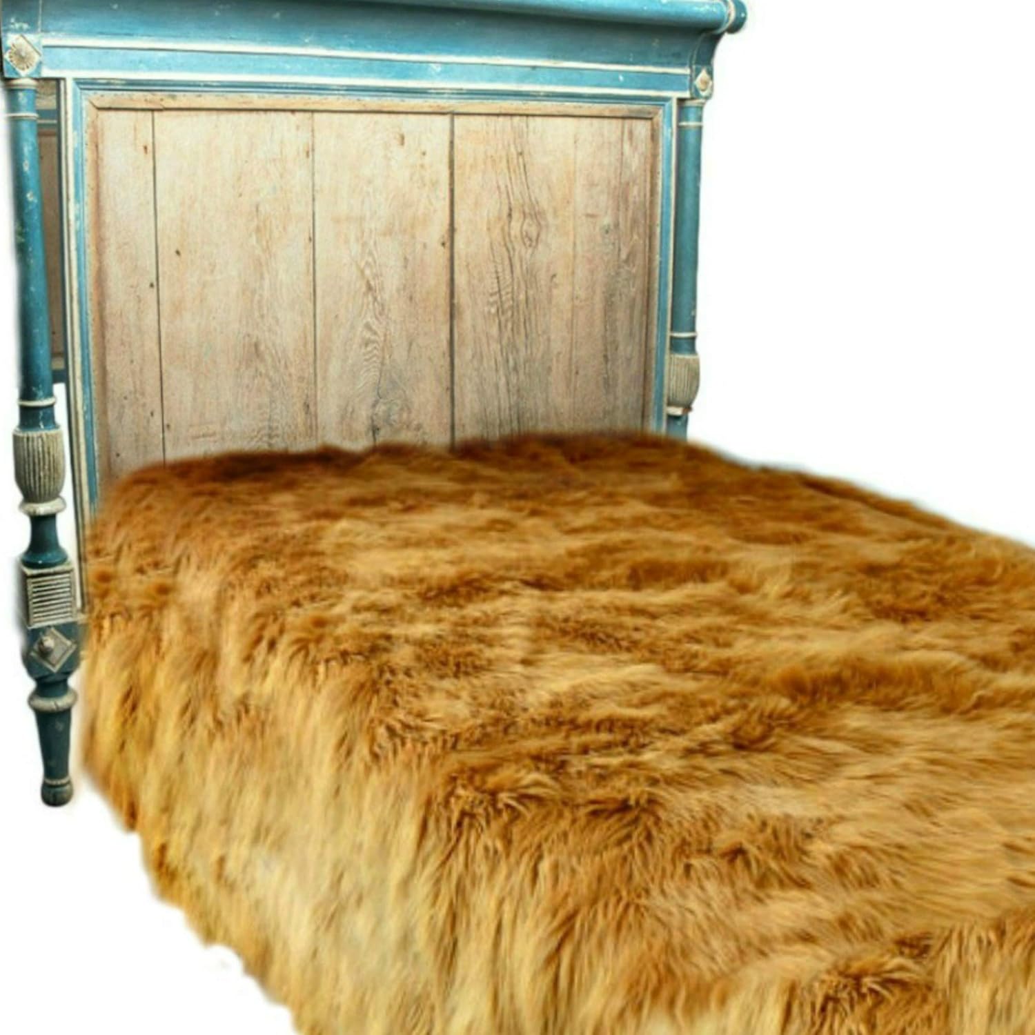 Plush Faux Fur - Throw Blanket - Fashion Fur - King Size Navy Blue Bedspread - Shaggy - Shag - Fur Accents (King, Navy Blue) - Image 38