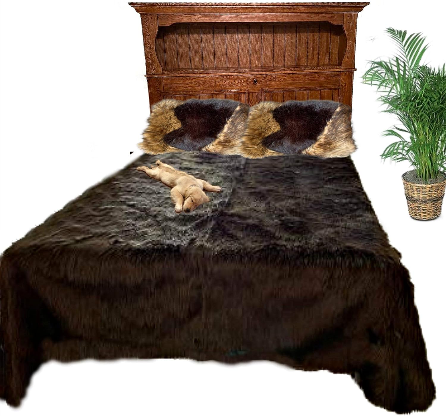 Plush Faux Fur - Throw Blanket - Fashion Fur - King Size Navy Blue Bedspread - Shaggy - Shag - Fur Accents (King, Navy Blue) - Image 45