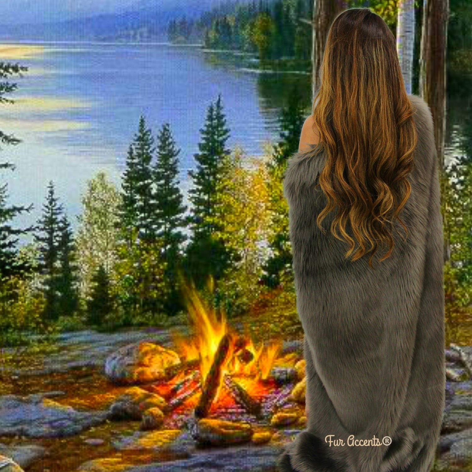 Plush Faux Fur - Throw Blanket - Fashion Fur - King Size Navy Blue Bedspread - Shaggy - Shag - Fur Accents (King, Navy Blue) - Image 31