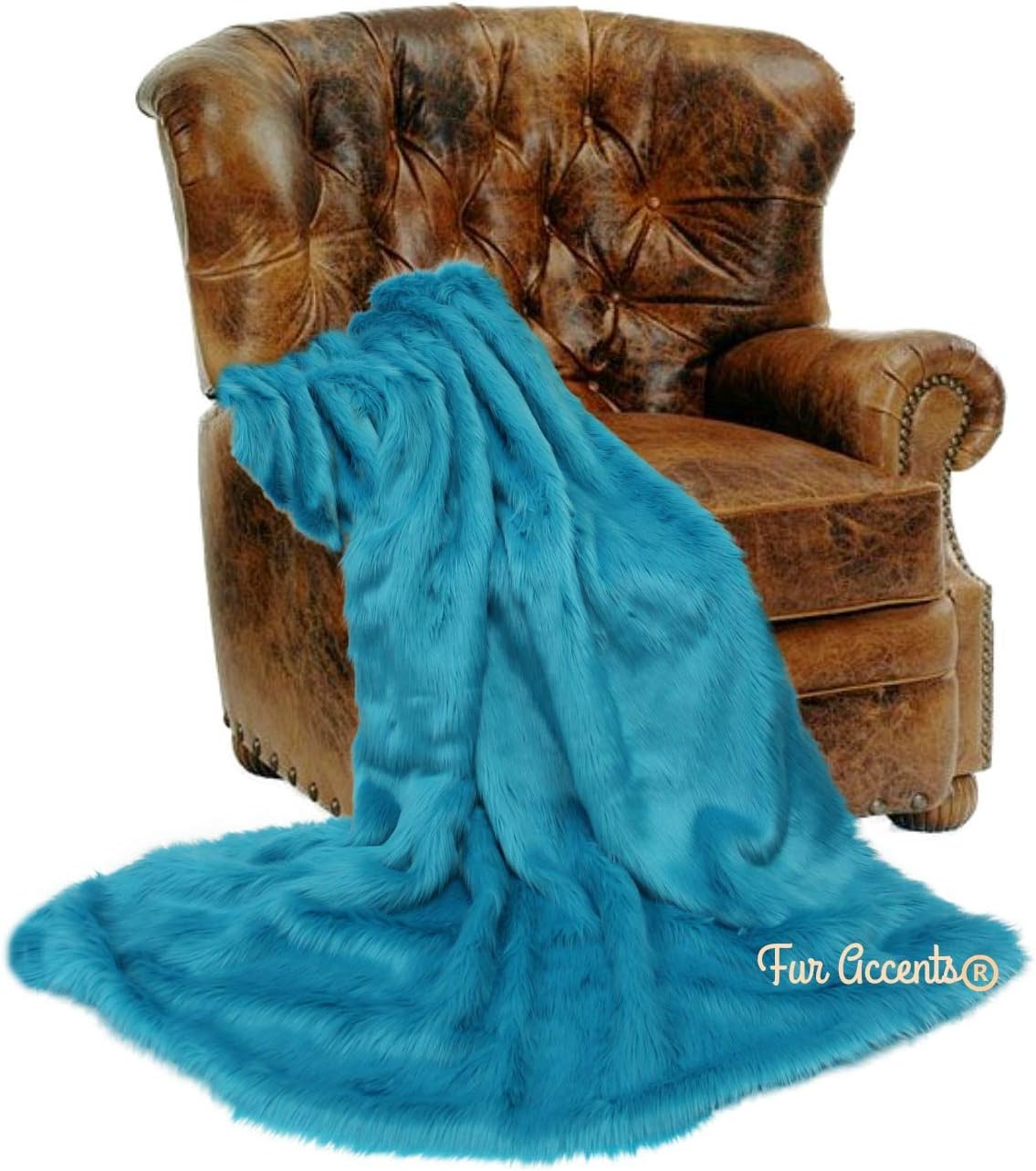 Plush Faux Fur - Throw Blanket - Fashion Fur - King Size Navy Blue Bedspread - Shaggy - Shag - Fur Accents (King, Navy Blue) - Image 13