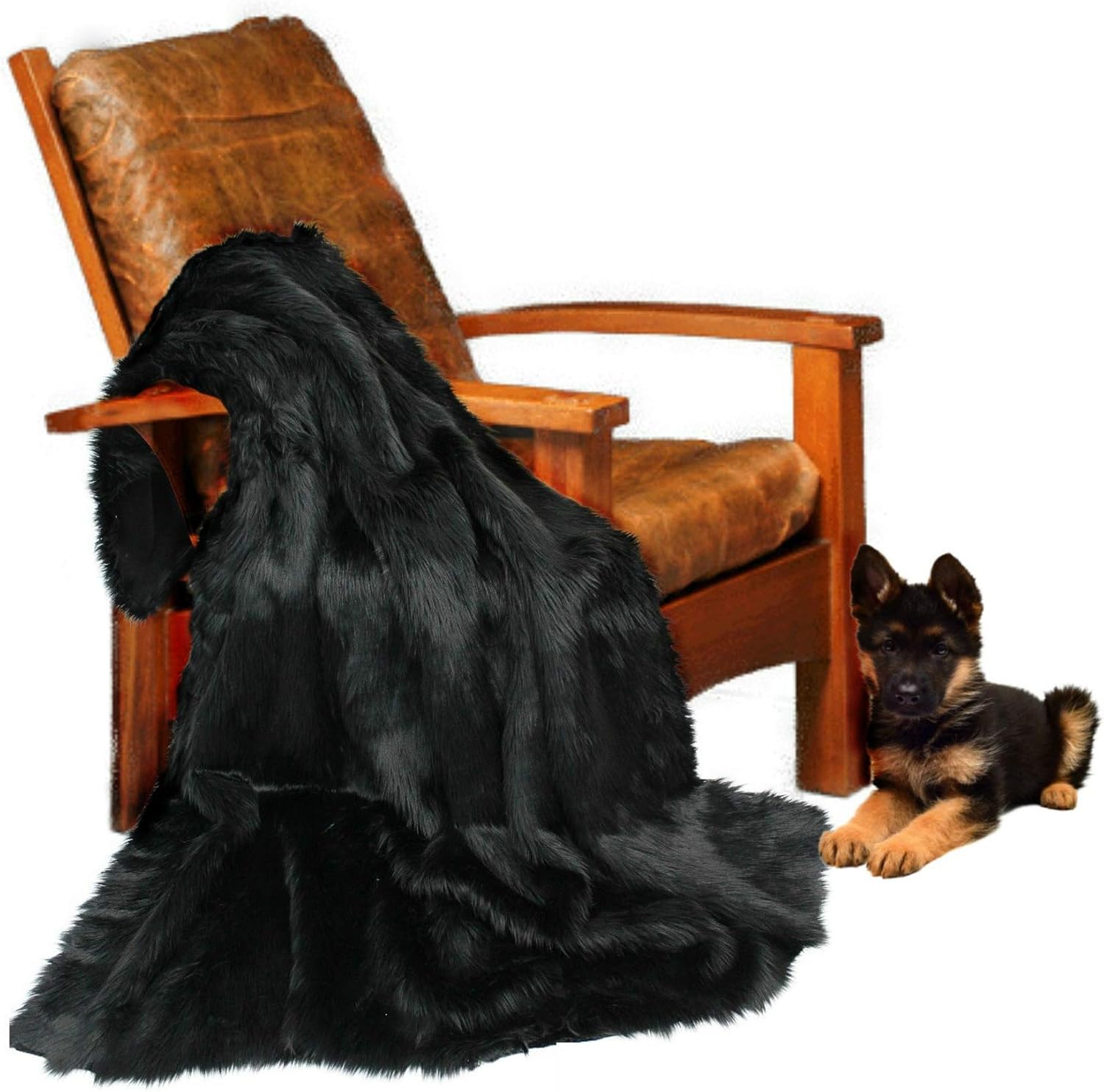 Plush Faux Fur - Throw Blanket - Fashion Fur - King Size Navy Blue Bedspread - Shaggy - Shag - Fur Accents (King, Navy Blue) - Image 46