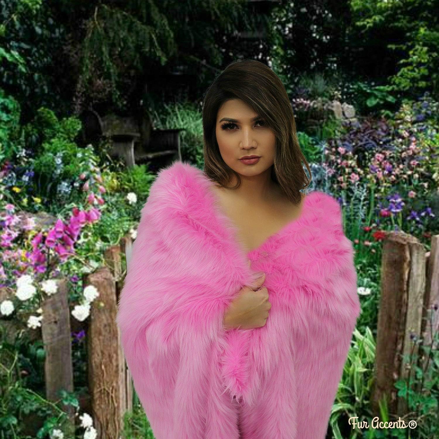 Plush Faux Fur - Throw Blanket - Fashion Fur - Large Hot Cherry Pink Throw - Shaggy - Shag - Fur Accents (5'x6', Hot Pink) - Image 2