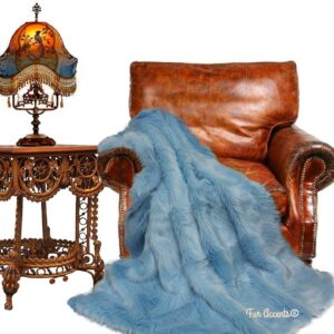 Plush Faux Fur - Throw Blanket - Fashion Fur - Light Blue Small Throw Blanket - Shaggy - Shag - Fur Accents (3'x5', Light Blue)