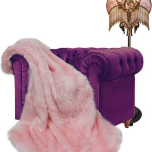 Plush Faux Fur - Throw Blanket - Fashion Fur - Light Pink Small Throw Blanket - Shaggy - Shag - Fur Accents (Queen, Light Pink)