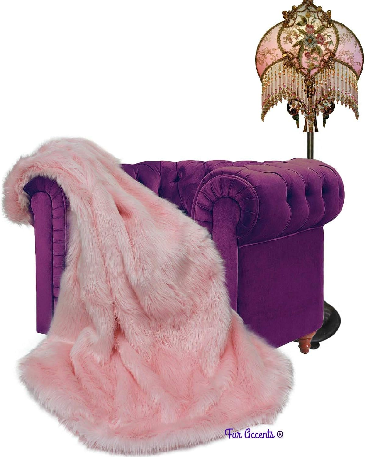 Plush Faux Fur - Throw Blanket - Fashion Fur - Light Pink Small Throw Blanket - Shaggy - Shag - Fur Accents (Queen, Light Pink)