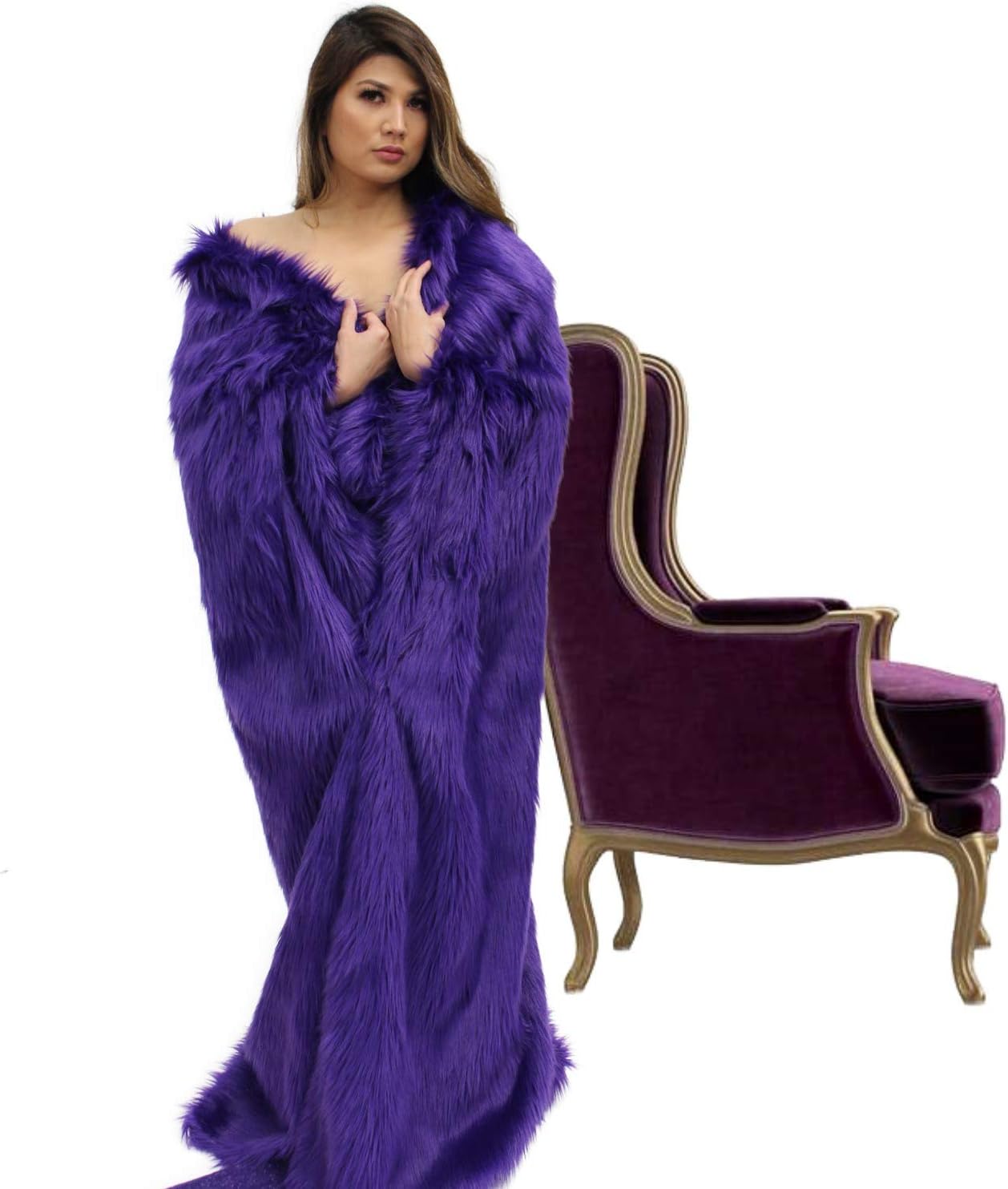 Plush Faux Fur - Throw Blanket - Fashion Fur - Rich Burgundy Wine Color - Shaggy - Shag - Fur Accents (3'x5', Burgundy Wine) - Image 31