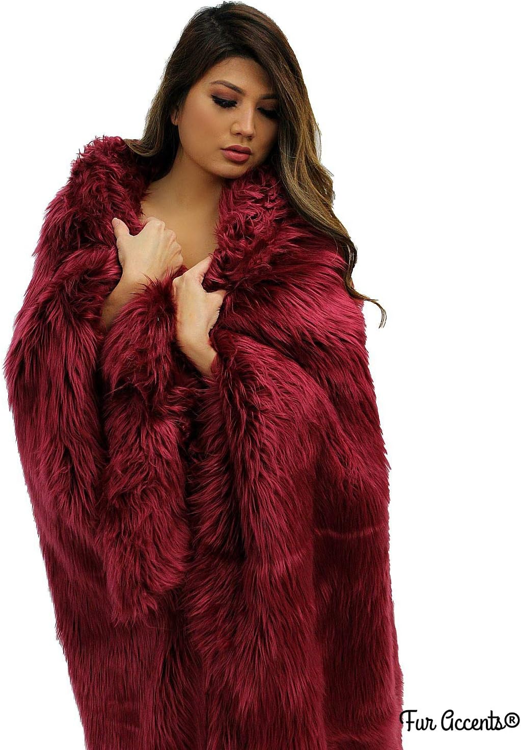 Plush Faux Fur - Throw Blanket - Fashion Fur - Rich Burgundy Wine Color - Shaggy - Shag - Fur Accents (3'x5', Burgundy Wine) - Image 3