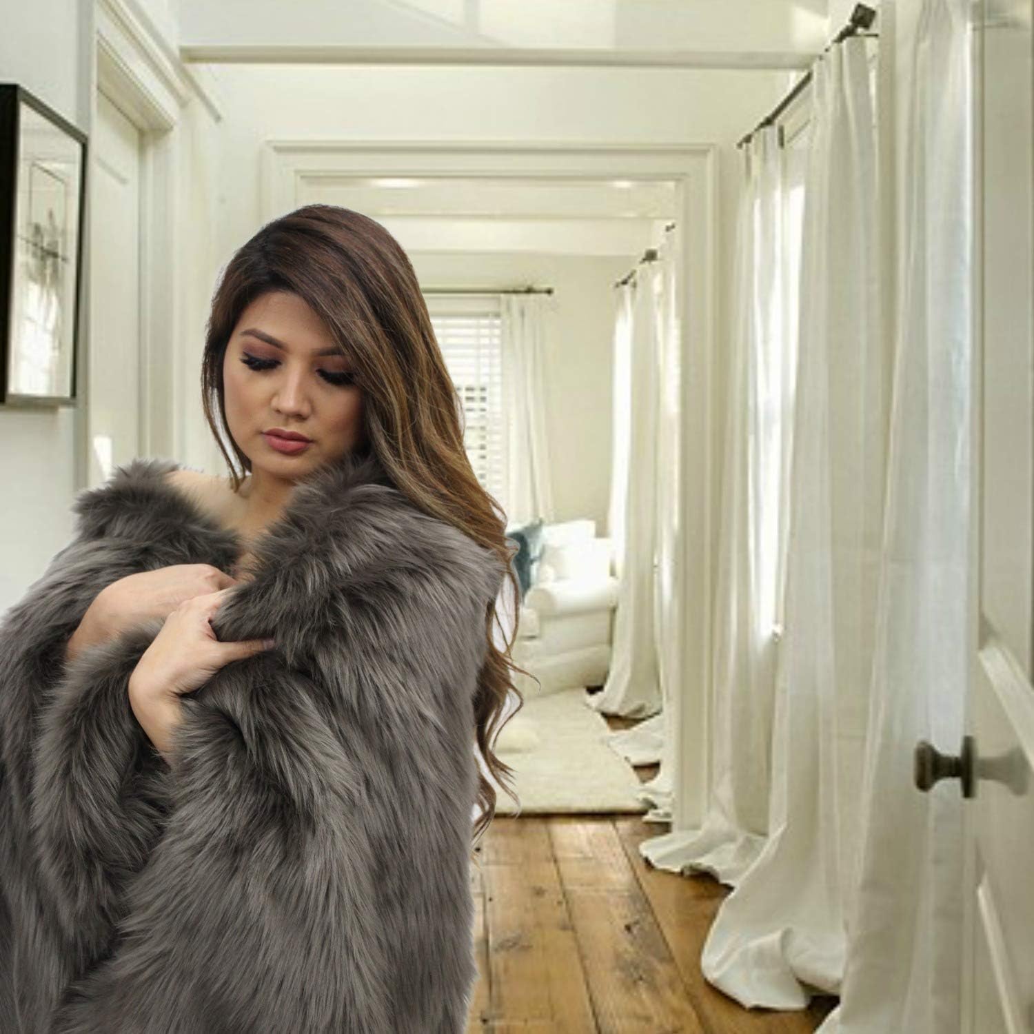 Plush Faux Fur - Throw Blanket - Fashion Fur - Rich Burgundy Wine Color - Shaggy - Shag - Fur Accents (3'x5', Burgundy Wine) - Image 48