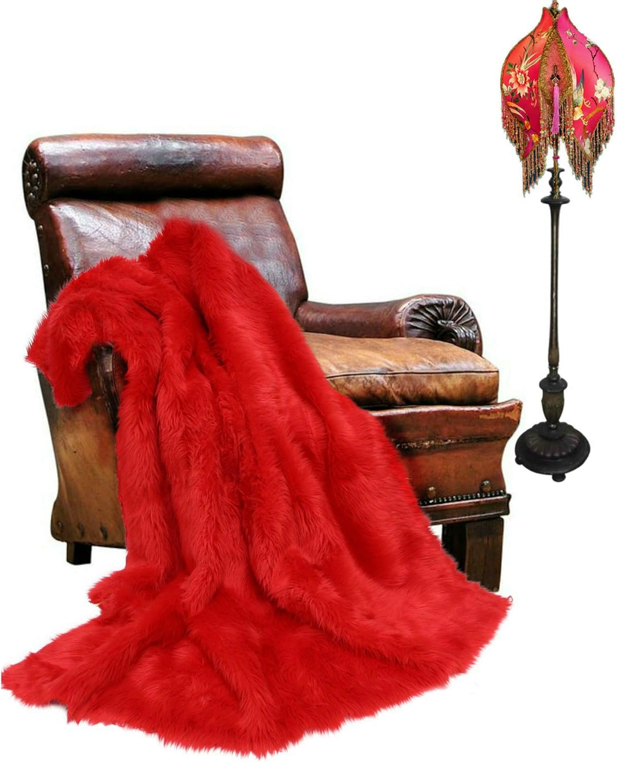 Plush Faux Fur - Throw Blanket - Fashion Fur - Rich Burgundy Wine Color - Shaggy - Shag - Fur Accents (3'x5', Burgundy Wine) - Image 10