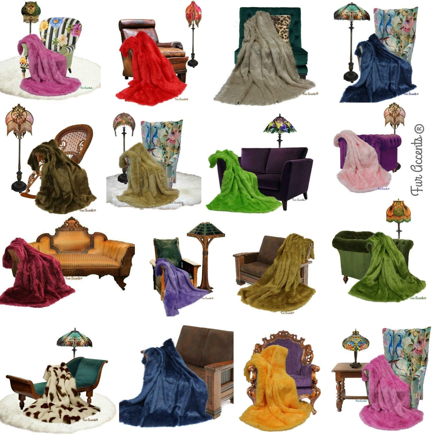 Plush Faux Fur - Throw Blanket - Fashion Fur - Royal Blue Shag King Bedspread Comforter - Shaggy - Shag - Fur Accents (King, Royal Blue) - Image 3