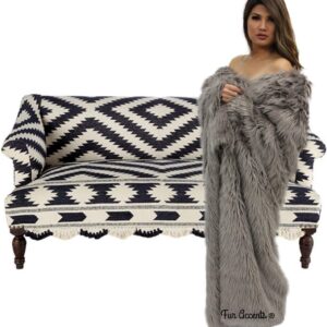 Plush Faux Fur - Throw Blanket - Fashion Fur - Silver Gray Twin Bedspread- Shaggy - Shag - Fur Accents (Twin, Silver Gray)