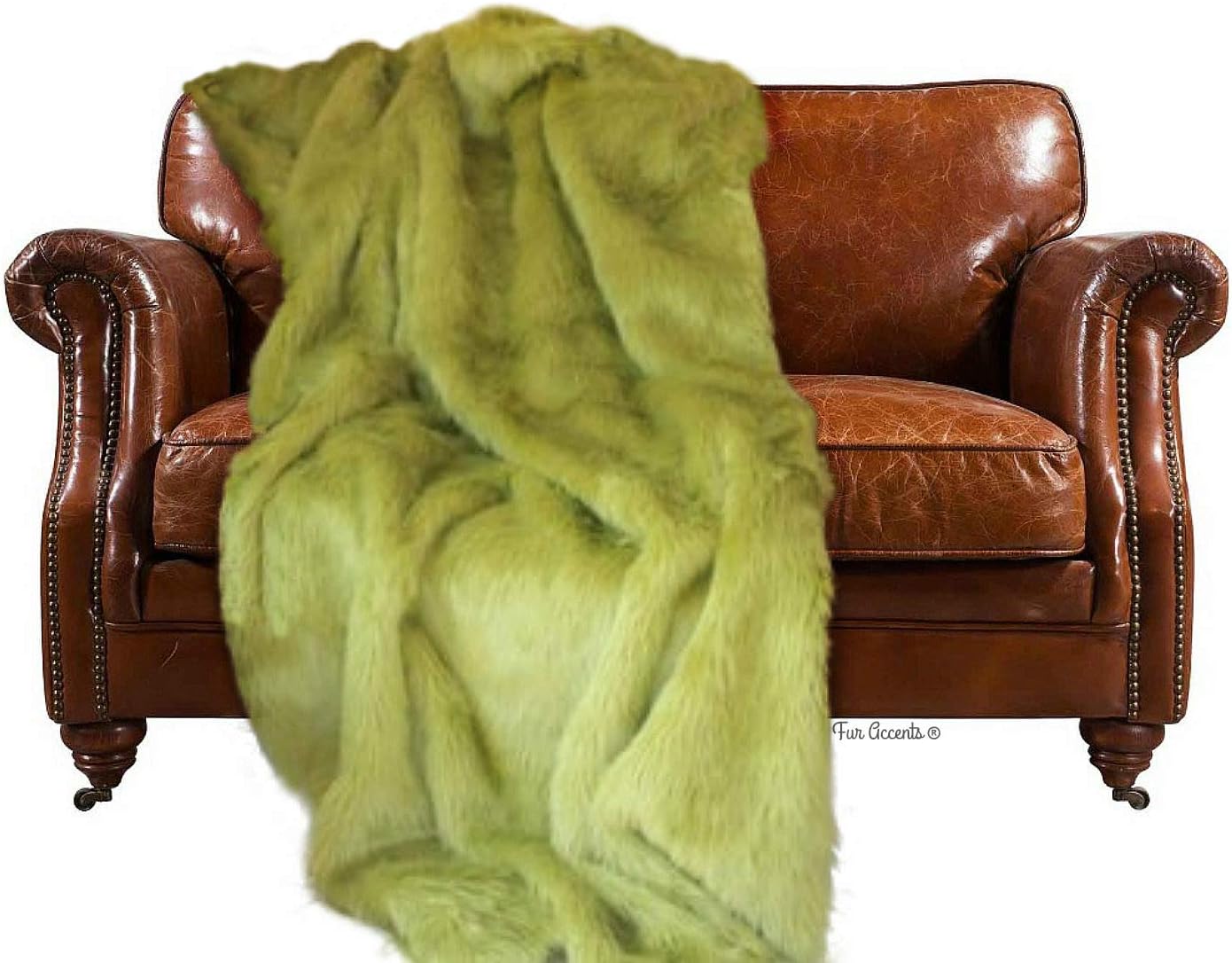 Plush Faux Fur - Throw Blanket - Fashion Fur - Small Olive Green Throw - Shaggy - Shag - Fur Accents 60"x72"