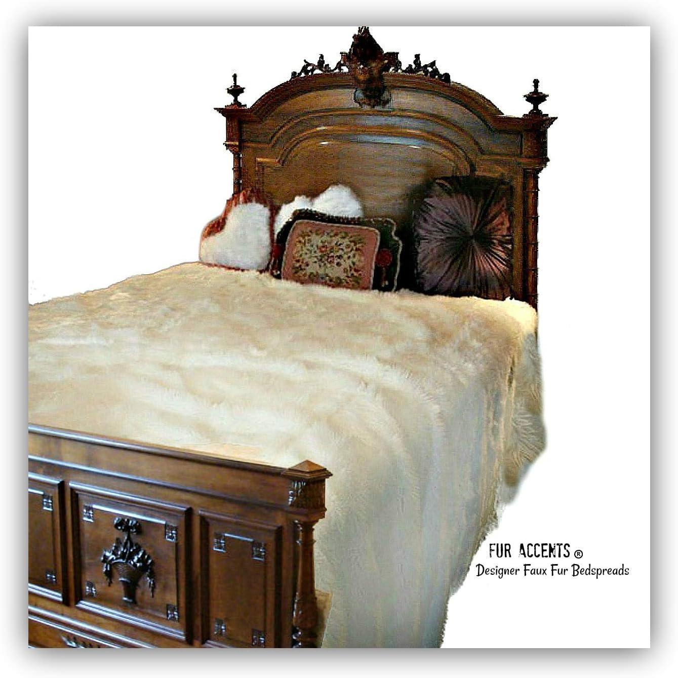 Plush Faux Fur - Throw Blanket - Fashion Fur - White Twin Bedspread - Shaggy - Shag - Fur Accents (Twin, White)