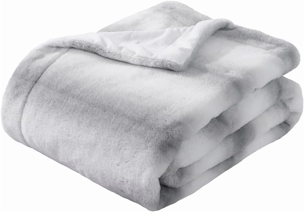 Printed Faux Throw Blanket Lightweight Plush Cozy Soft Blanket Decorative Striped Faux Fur Throw Blanket for Home Couch Couch Bedroom Car 50" X 60", Grey Strip