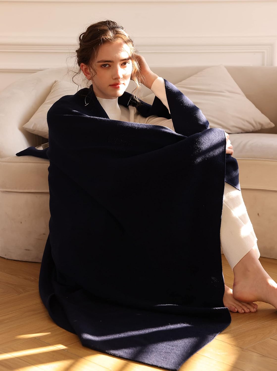 Pure Cashmere Throw Blanket, Luxury Design with Gift Box - Image 2