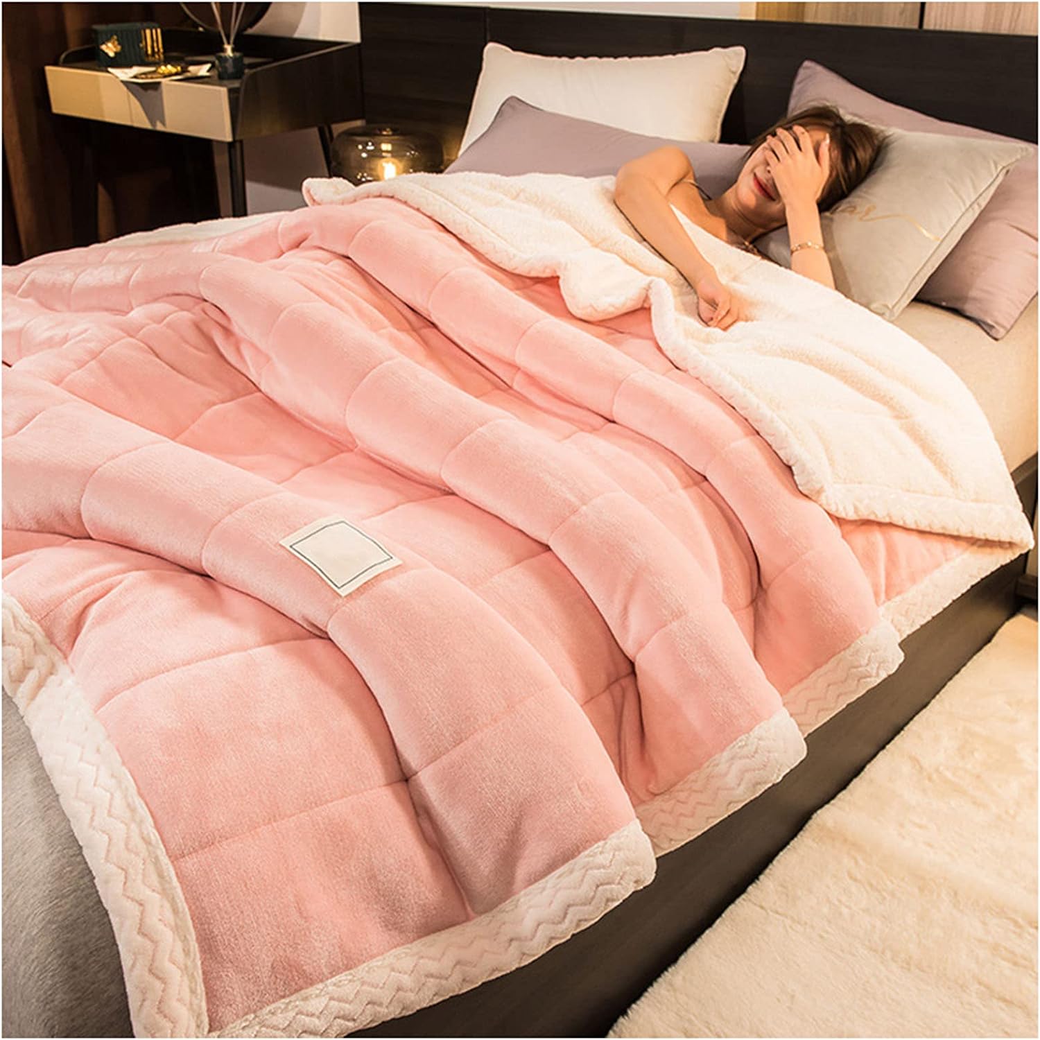 RRNAR Flannel Quilt Bedding, Fleece Throw Blanket, Soft Sofa Throw Blankets, Comfortable, Soft and Breathable Keep Warm Bedding for Home Office,G,200x230cm (2.6kg)
