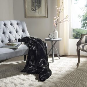 SAFAVIEH Faux Black Mink Throw Blanket, 60"x72"
