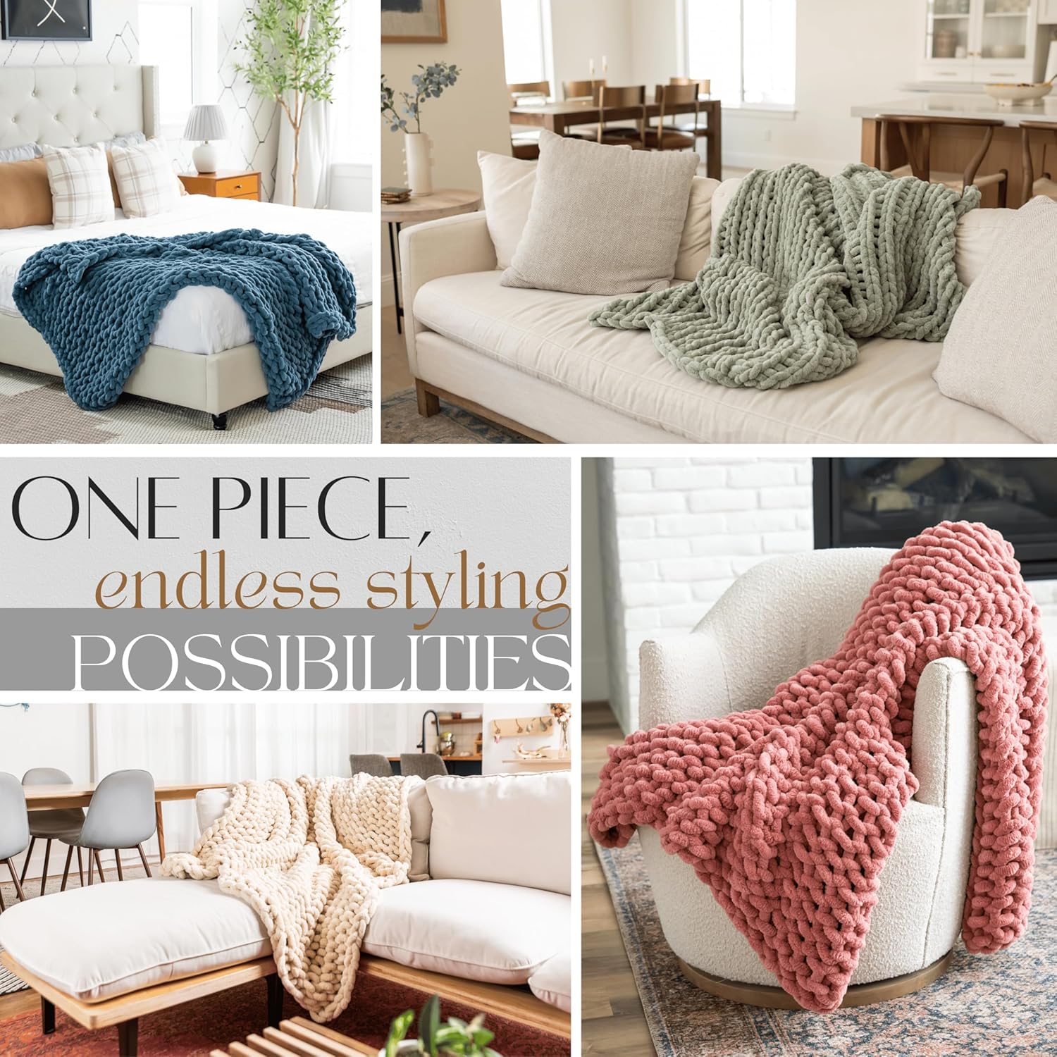 SAMIAH LUXE Chunky Knit Blanket 50x30" Cream Chenille Cable Knitted i##e##s: Chunky Knit Throw Blankets ^^ Living Room Decor ^^ Personal Lap Blanket ^^ Boho Decor ^^ Couch ^^ Bed ^^ Throw ^^ Crochet ^^ Lap Blankets :i##e##s - Image 6