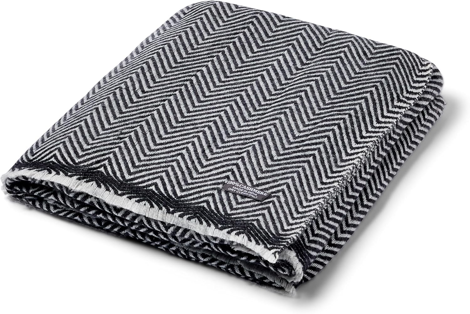 San Vera Luxurious XXL 100% Pure Cashmere Blanket Oversized Black Throw Blanket with Fringe 118 x 55 Inch Super Soft Warm for Home