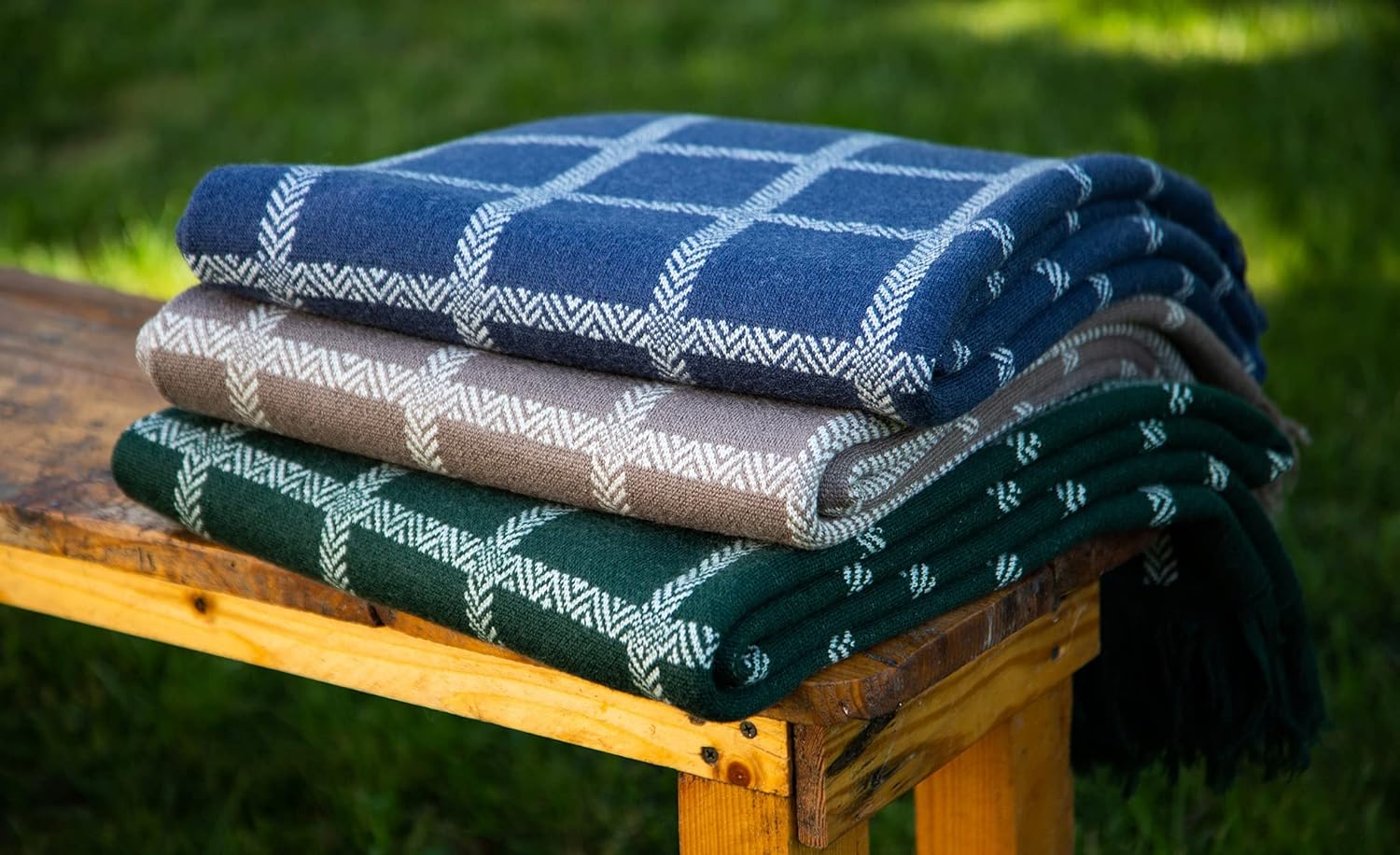 SAOL Merino Wool Throw Blanket 75" by 57" Oxford Blue i##e##s: Made in Ireland ^^ Irish ^^ Washable ^^ Knit Blanket :i##e##s - Image 8