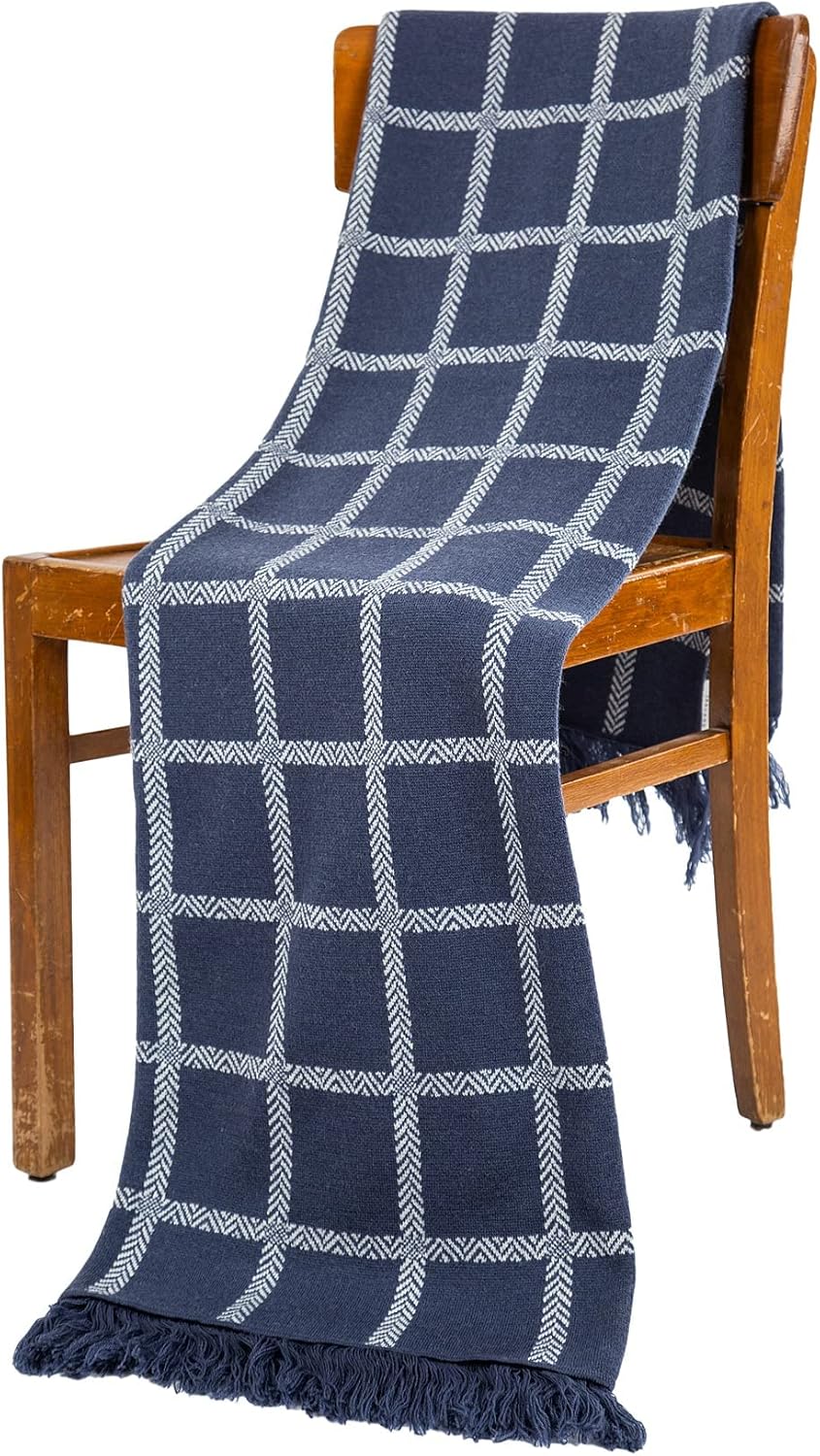 SAOL Merino Wool Throw Blanket 75" by 57" Oxford Blue i##e##s: Made in Ireland ^^ Irish ^^ Washable ^^ Knit Blanket :i##e##s - Image 6