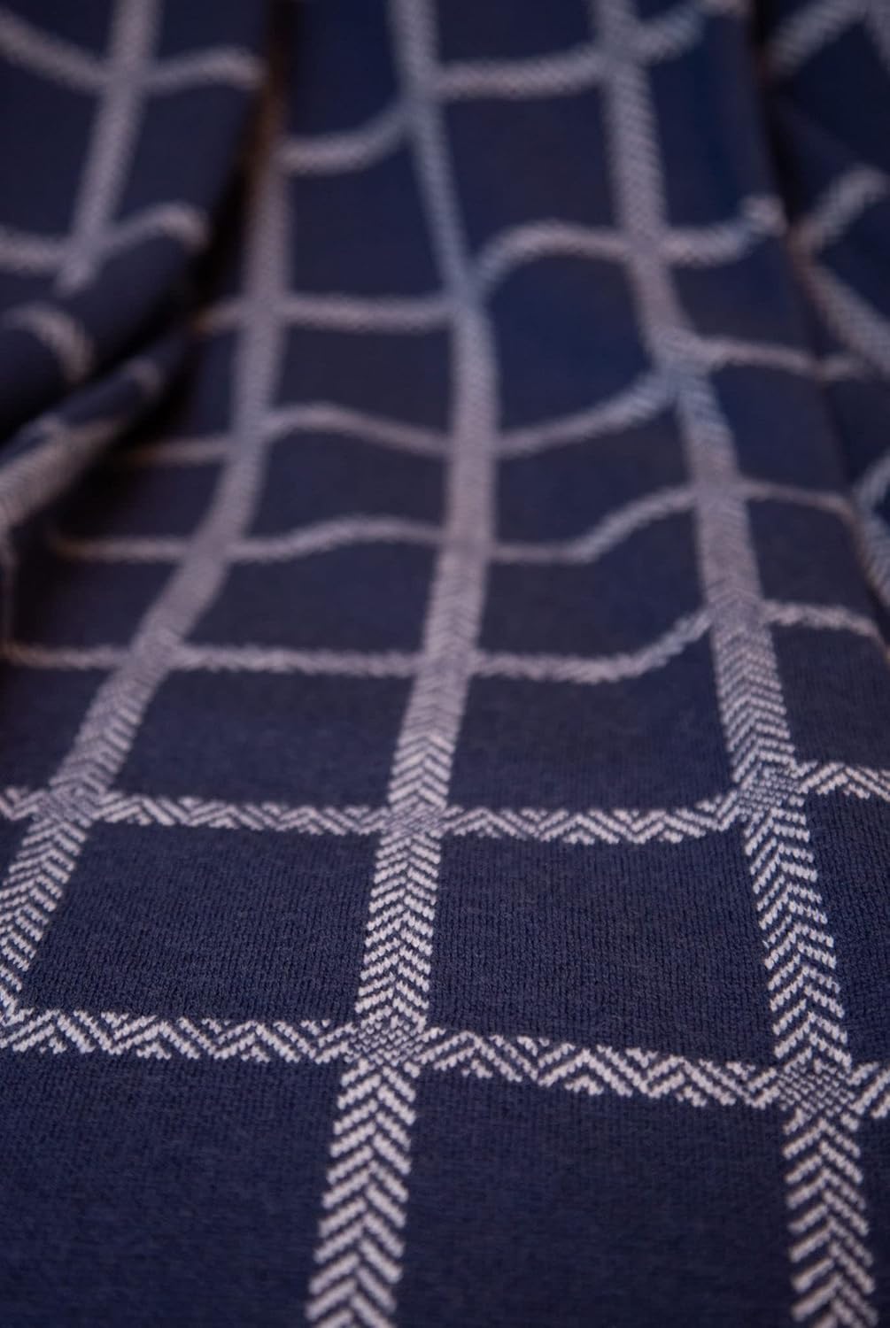 SAOL Merino Wool Throw Blanket 75" by 57" Oxford Blue i##e##s: Made in Ireland ^^ Irish ^^ Washable ^^ Knit Blanket :i##e##s - Image 5