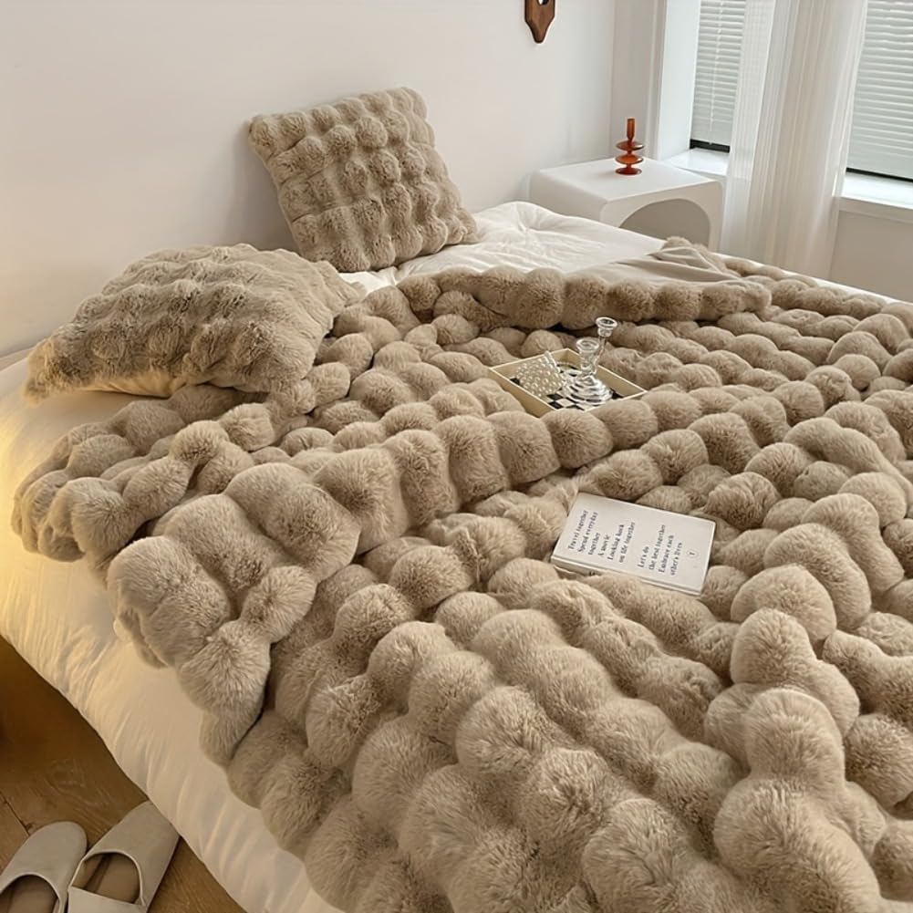 Soft Warm Plush Blanket - Fluffy Throw Nap Blanket for Couch Sofa Office Bed Camping Travel - All Season Gift Blanket