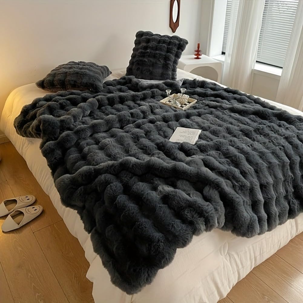 Soft Warm Plush Blanket - Fluffy Throw Nap Blanket for Couch Sofa Office Bed Camping Travel - All Season Gift Blanket - Image 6