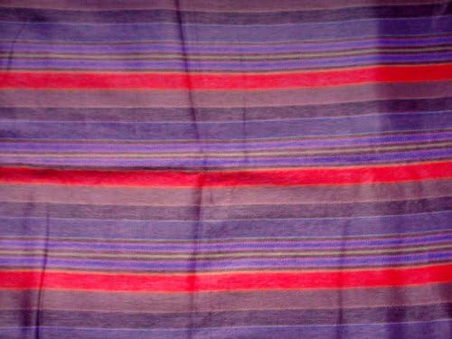 South American Artisans Purple Color with Red and Blue Stripes Alpaca Fiber Reversible Throw Blanket