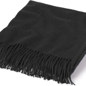 State Cashmere Home Throw Blanket with Decorative Fringe 100% Pure Cashmere Ultra Soft Accent Blanket for Couch, Sofa & Bed (Black, 60"x50")