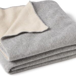 State Cashmere Reversible Throw Blanket - Ultra Soft Accent Blanket for Couch, Sofa & Bed Made with 100% Inner Mongolian Cashmere - Crafted Home Accessories - (Beige\/Heather Grey, 60"x50")