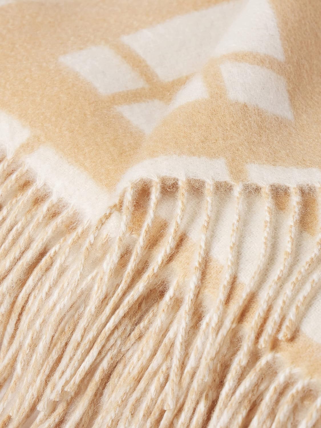 State Cashmere Reversible Throw Blanket with Fringes - Ultra Soft Accent Blanket for Couch, Sofa & Bed - Made with Merino Wool & Cashmere Sourced from Inner Mongolia - (Camello\/Beige, 70"x50") - Image 3