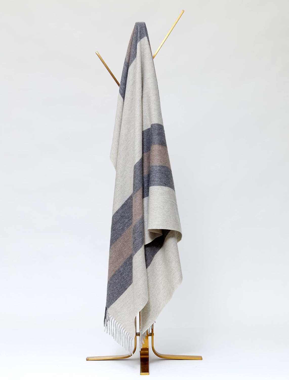 State Cashmere Throw Blanket Multicolored Striped 100% Pure Cashmere Grey\/Black\/Brown 70"x50" i##e##s: Ultra Soft ^^ for Couch ^^ Sofa & Bed ^^ Accent Blanket ^^ Decorative Fringe ^^ Home :i##e##s - Image 8