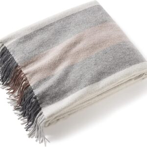State Cashmere Throw Blanket Multicolored Striped 100% Pure Cashmere Grey\/Black\/Brown 70"x50" i##e##s: Ultra Soft ^^ for Couch ^^ Sofa & Bed ^^ Accent Blanket ^^ Decorative Fringe ^^ Home :i##e##s