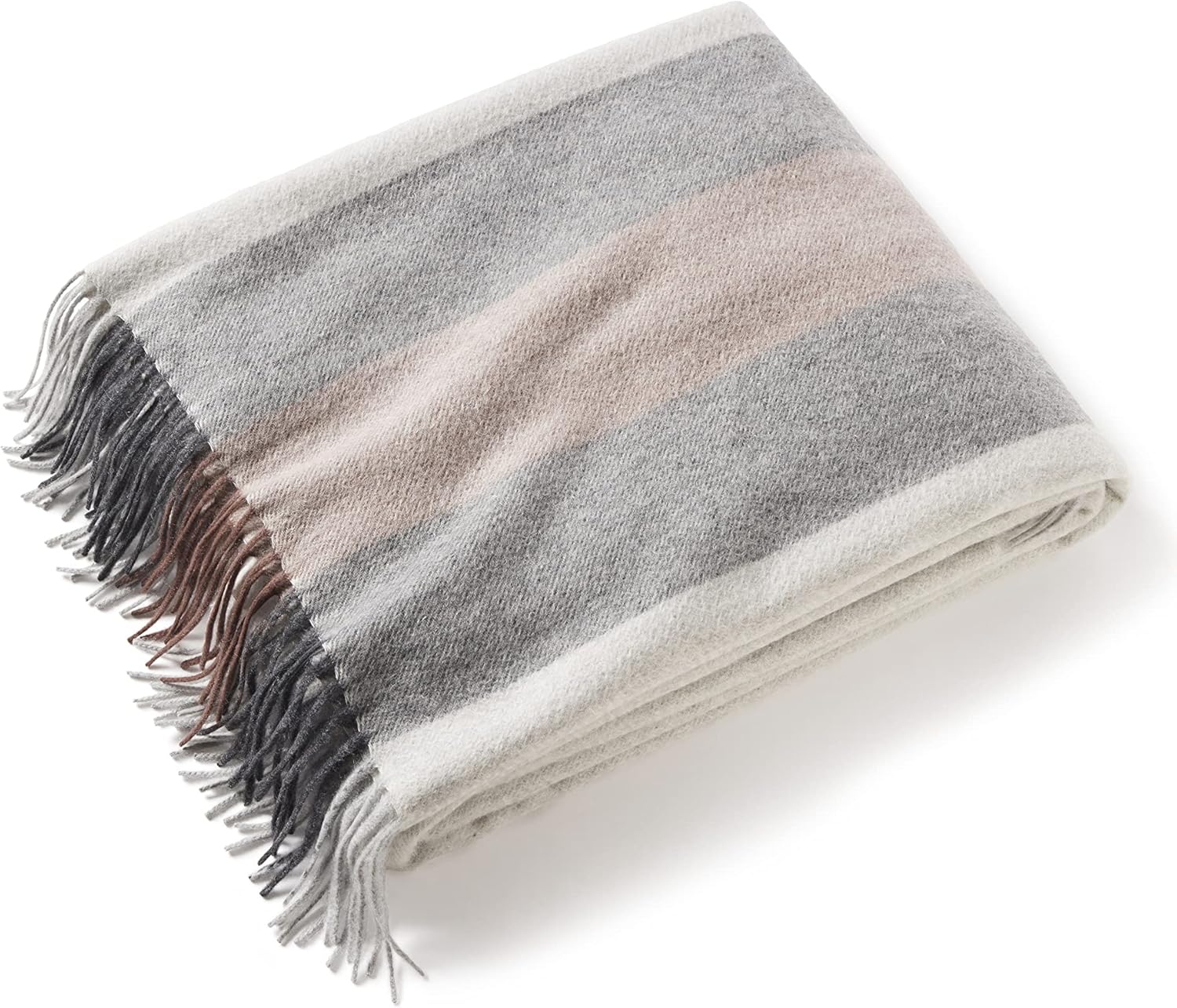 State Cashmere Throw Blanket Multicolored Striped 100% Pure Cashmere Grey\/Black\/Brown 70"x50" i##e##s: Ultra Soft ^^ for Couch ^^ Sofa & Bed ^^ Accent Blanket ^^ Decorative Fringe ^^ Home :i##e##s