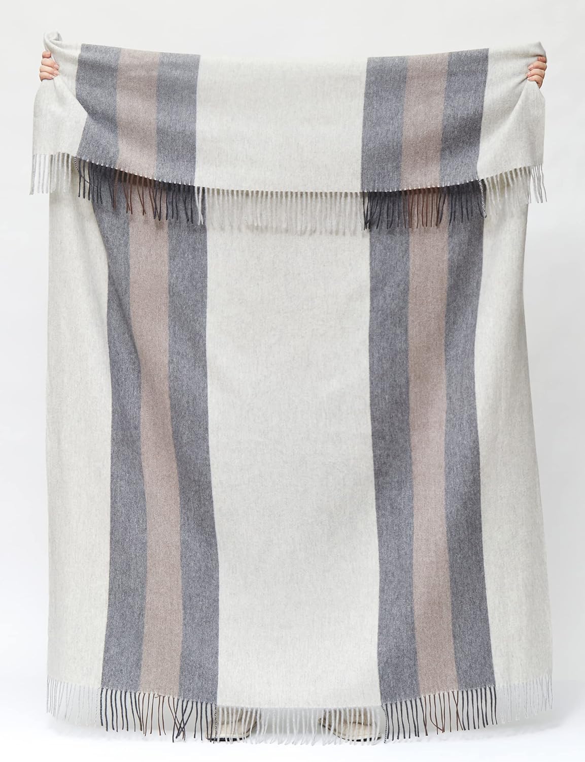 State Cashmere Throw Blanket Multicolored Striped 100% Pure Cashmere Grey\/Black\/Brown 70"x50" i##e##s: Ultra Soft ^^ for Couch ^^ Sofa & Bed ^^ Accent Blanket ^^ Decorative Fringe ^^ Home :i##e##s - Image 9