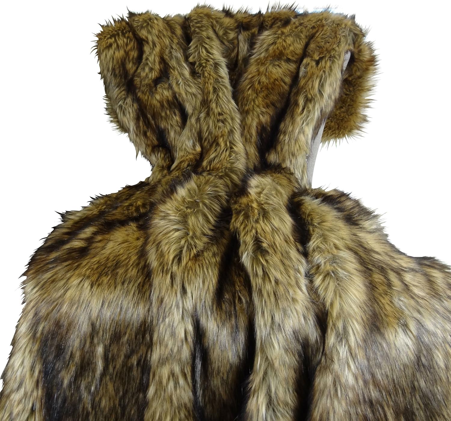 Thomas Collection Brown Fur Throw Blanket and Bedspread - Brown Wolf Faux Fur - Light & Dark Brown Faux Fur - Luxury Throw Blanket & Bedspread, Made in USA, 16406