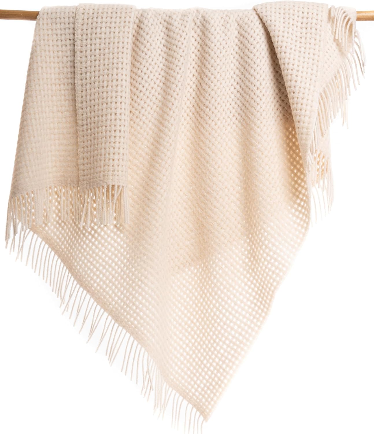 thread + butter Alpaca Wool Throw Blanket Ivory Basketweave i##e##s: Luxury ^^ Sustainably Made ^^ Eco Friendly :i##e##s