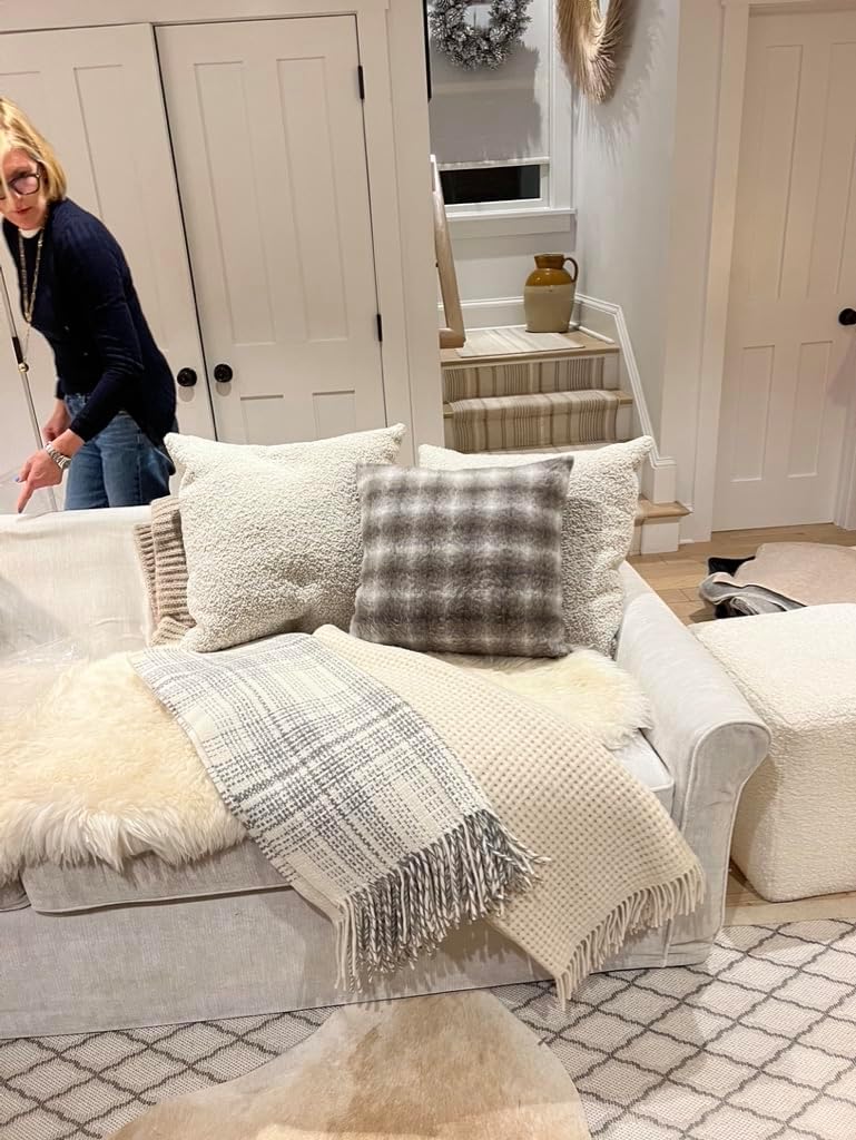 thread + butter Alpaca Wool Throw Blanket Ivory Basketweave i##e##s: Luxury ^^ Sustainably Made ^^ Eco Friendly :i##e##s - Image 7