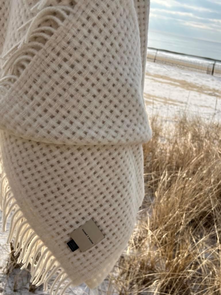 thread + butter Alpaca Wool Throw Blanket Ivory Basketweave i##e##s: Luxury ^^ Sustainably Made ^^ Eco Friendly :i##e##s - Image 5
