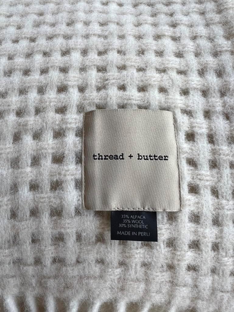 thread + butter Alpaca Wool Throw Blanket Ivory Basketweave i##e##s: Luxury ^^ Sustainably Made ^^ Eco Friendly :i##e##s - Image 8