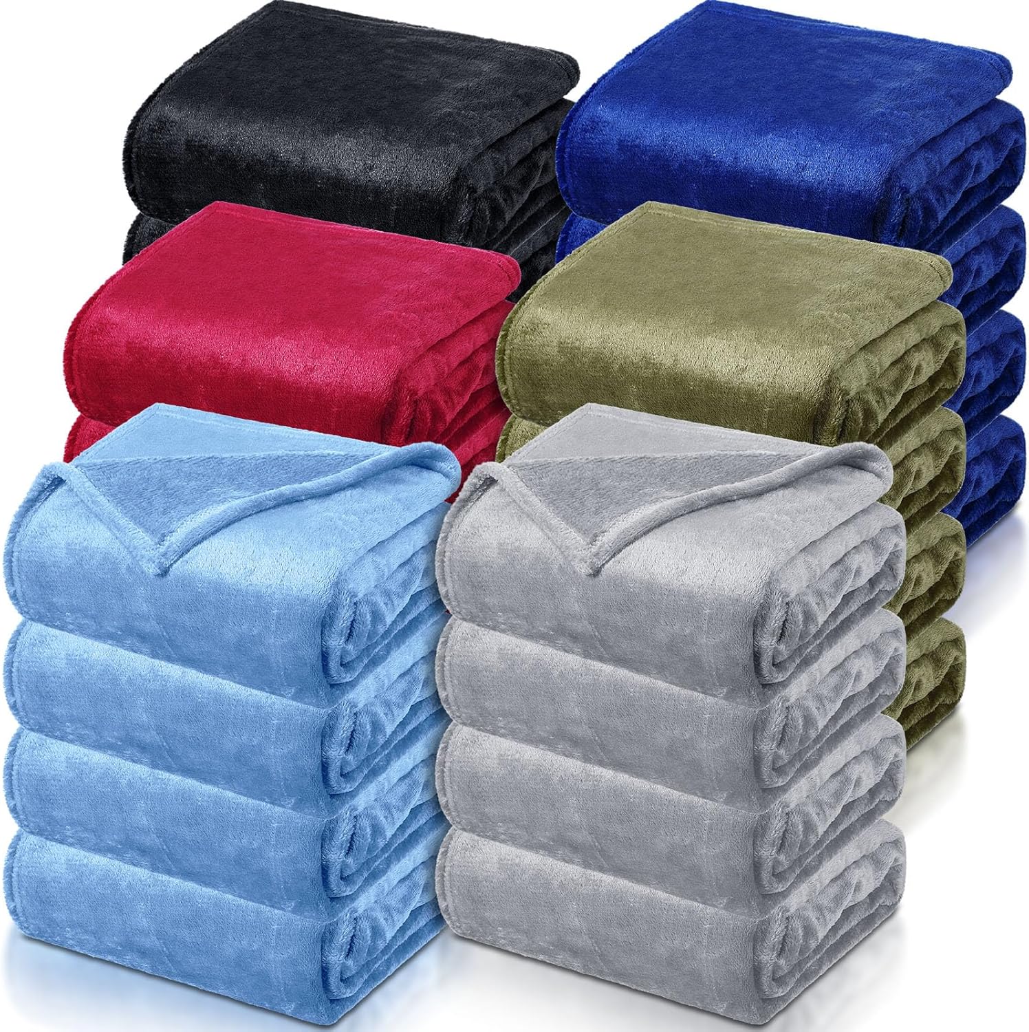 Toulite 24 Pcs Bulk Flannel Fleece Blankets for Homeless Donations Cozy Fleeces Throw Blankets Winter Fleece Blanket Bulk for Donations Bed Couch Sofa Home Camping Wedding Gifts(Dark Colors) - Image 9